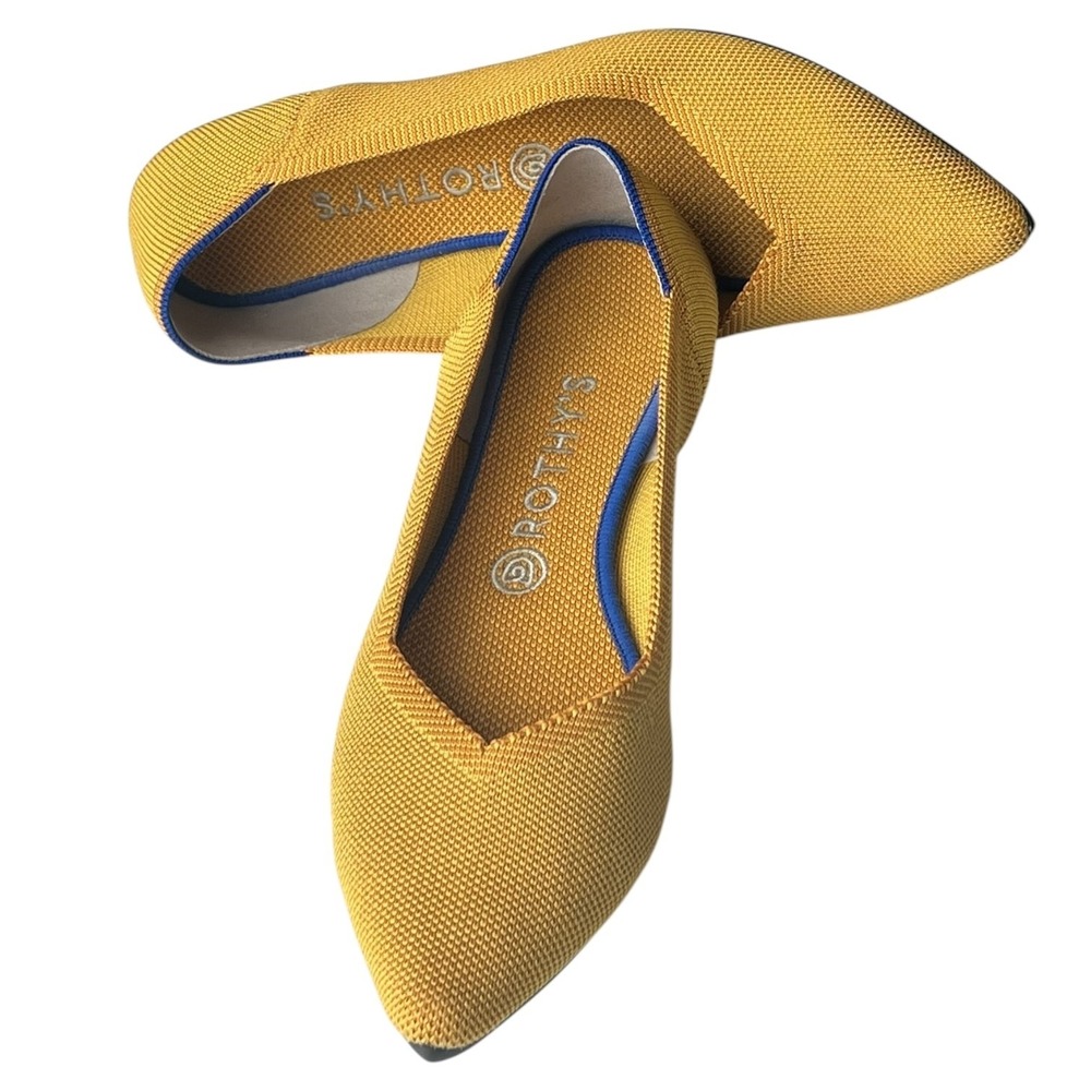 Rothy's The Point Flats Yellow Knit Washable Eco Friendly Size 10